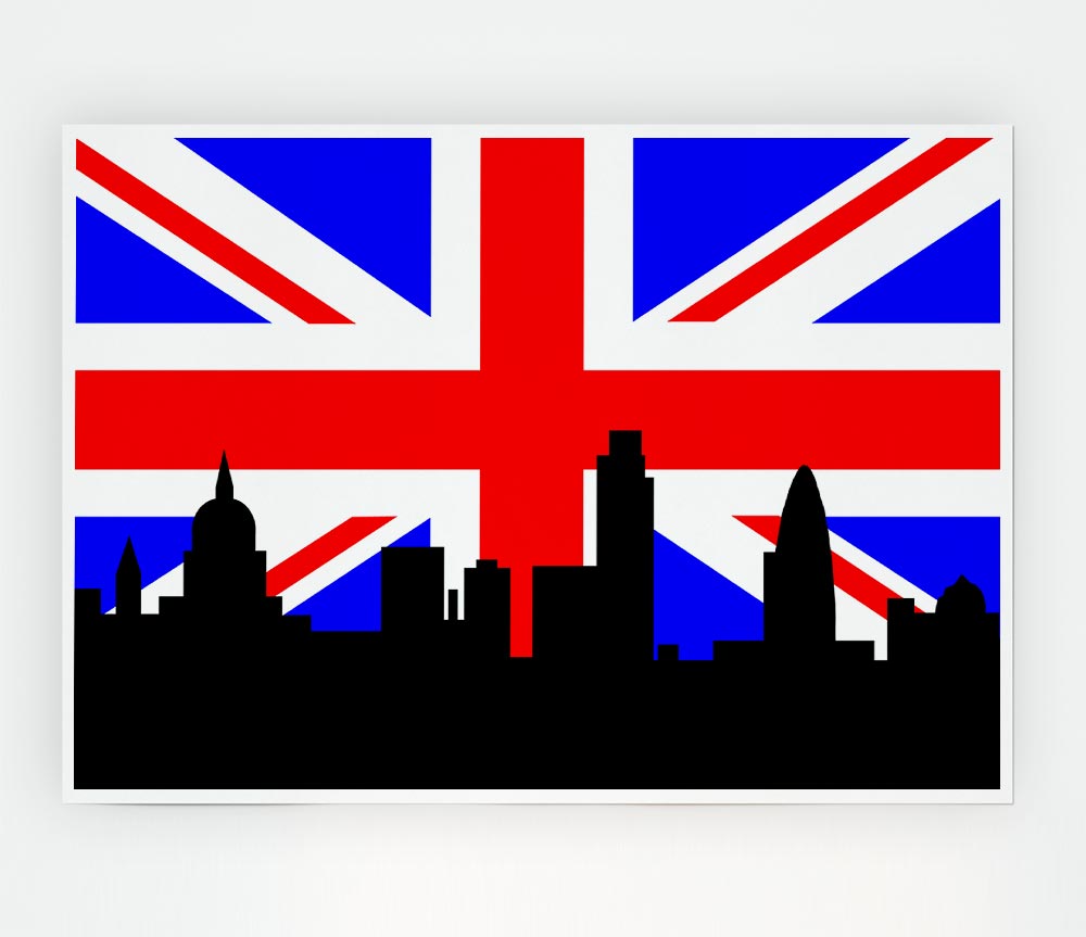 London City Great British Flag Print Poster Wall Art