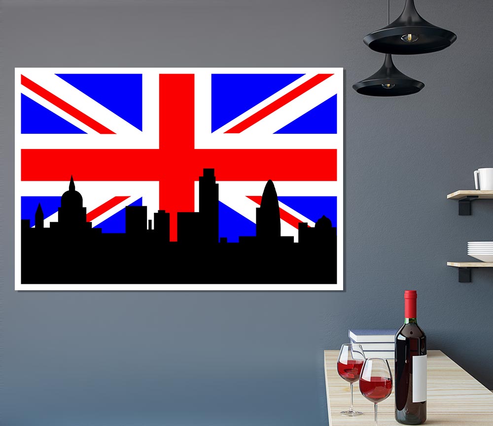 London City Great British Flag Print Poster Wall Art