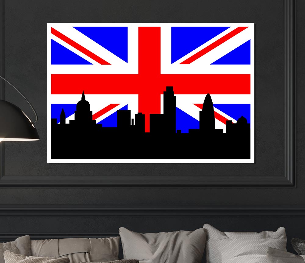 London City Great British Flag Print Poster Wall Art