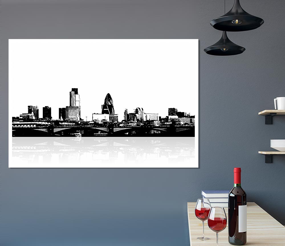 London City Waters B N W Print Poster Wall Art