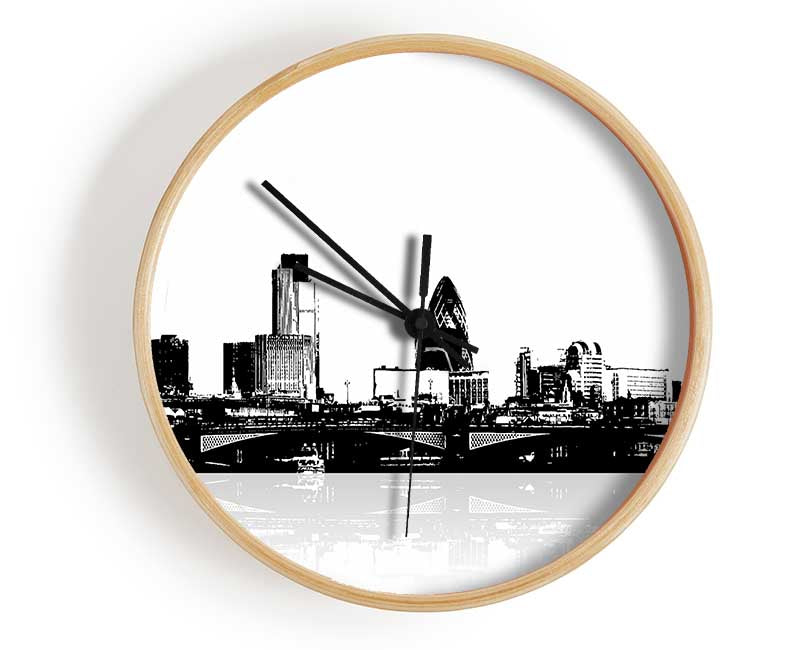 London City Waters B n W Clock - Wallart-Direct UK