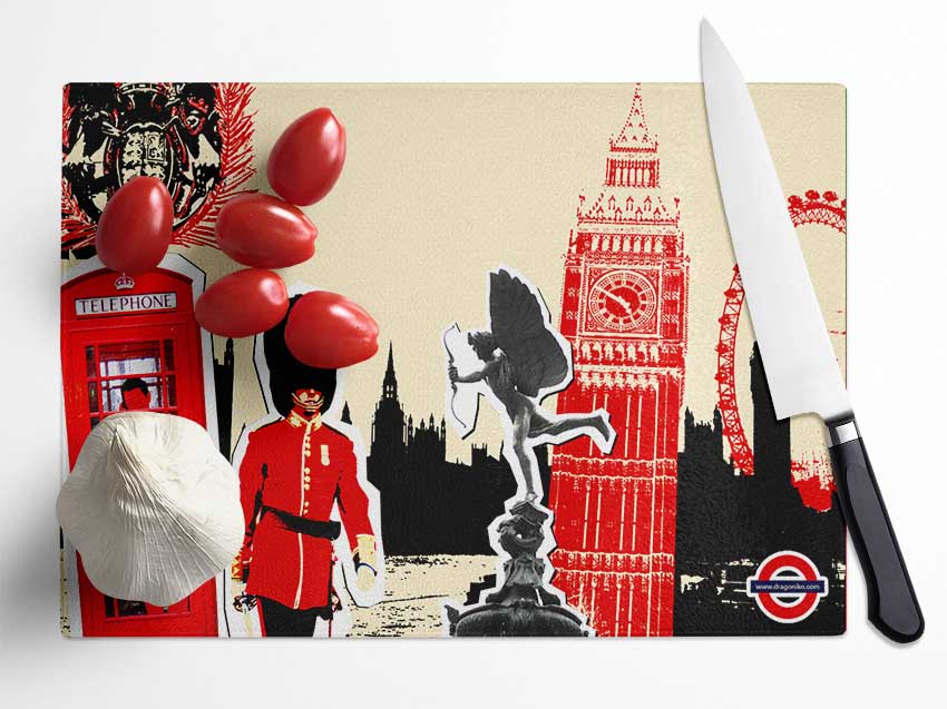 London Collage Glass Chopping Board