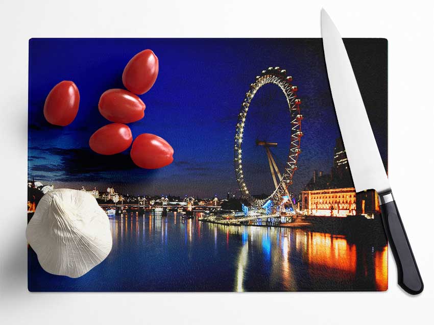 London Eye At Night Glass Chopping Board