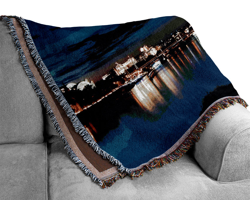 London Eye At Night Woven Blanket