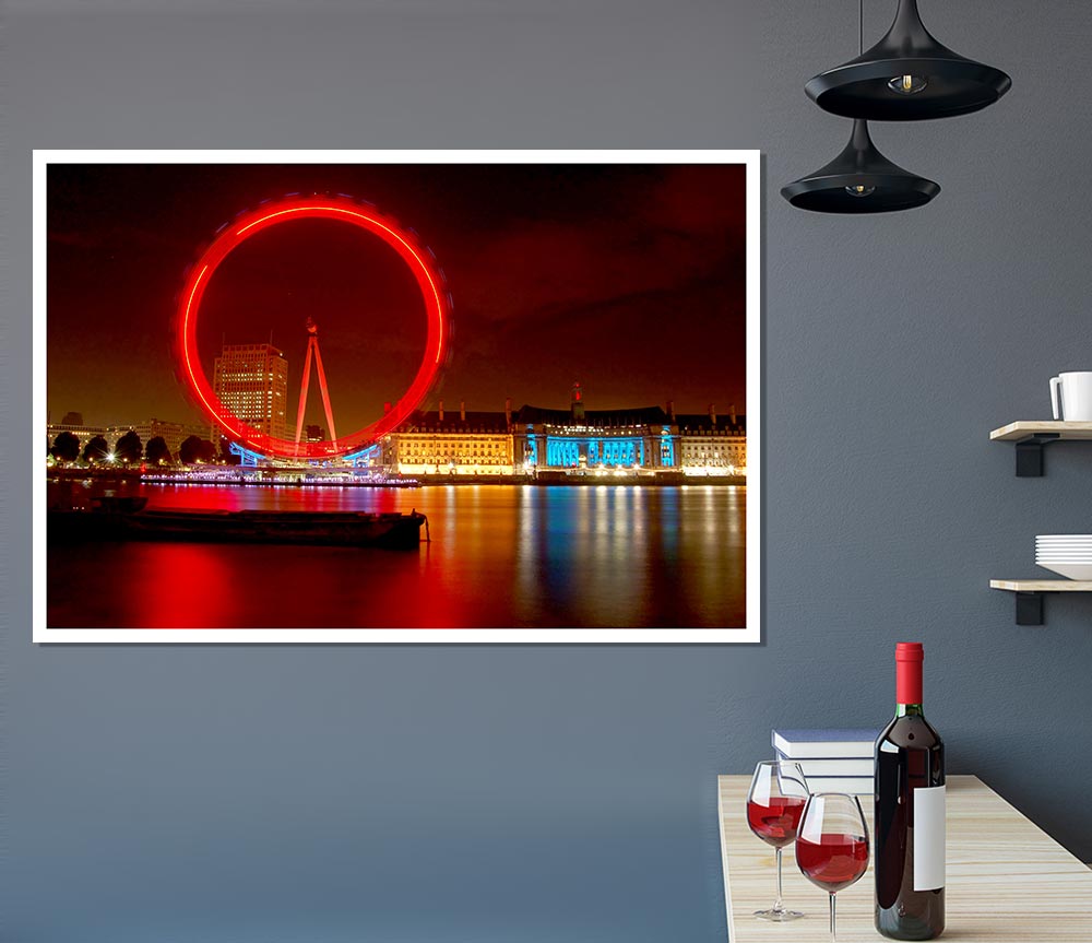 London Eye From Victoria Embankment Print Poster Wall Art