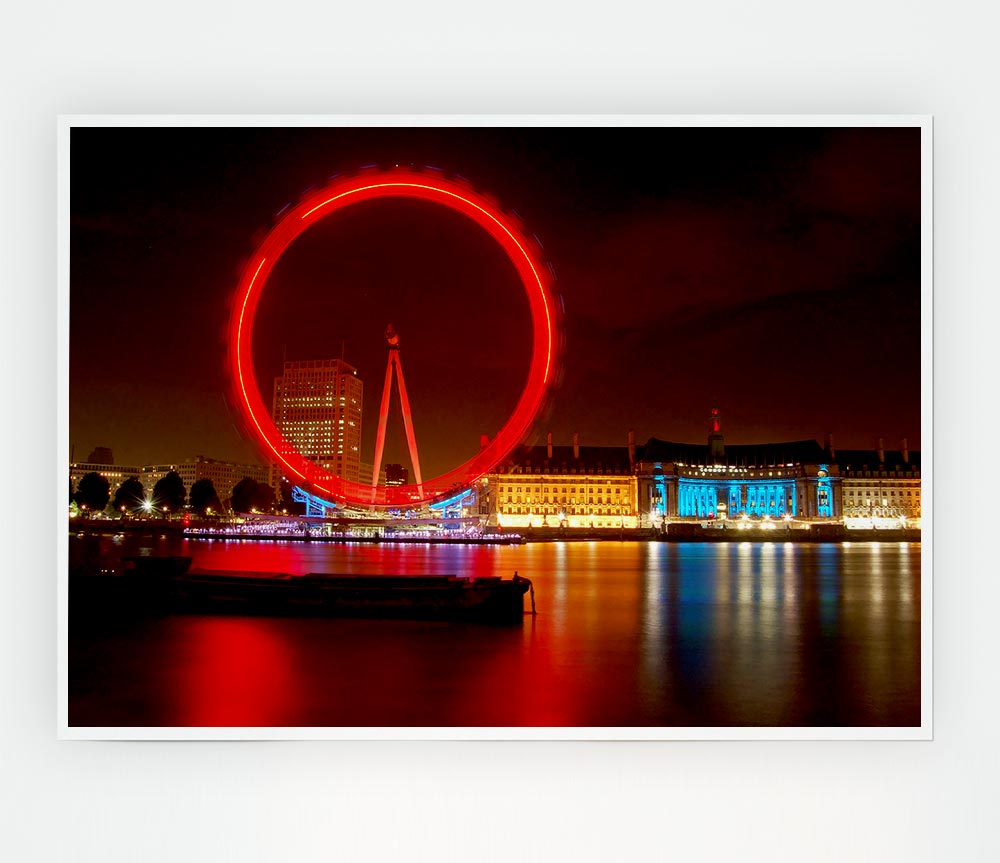 London Eye From Victoria Embankment Print Poster Wall Art