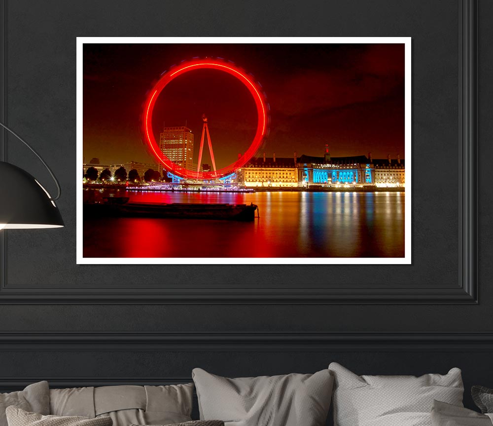 London Eye From Victoria Embankment Print Poster Wall Art