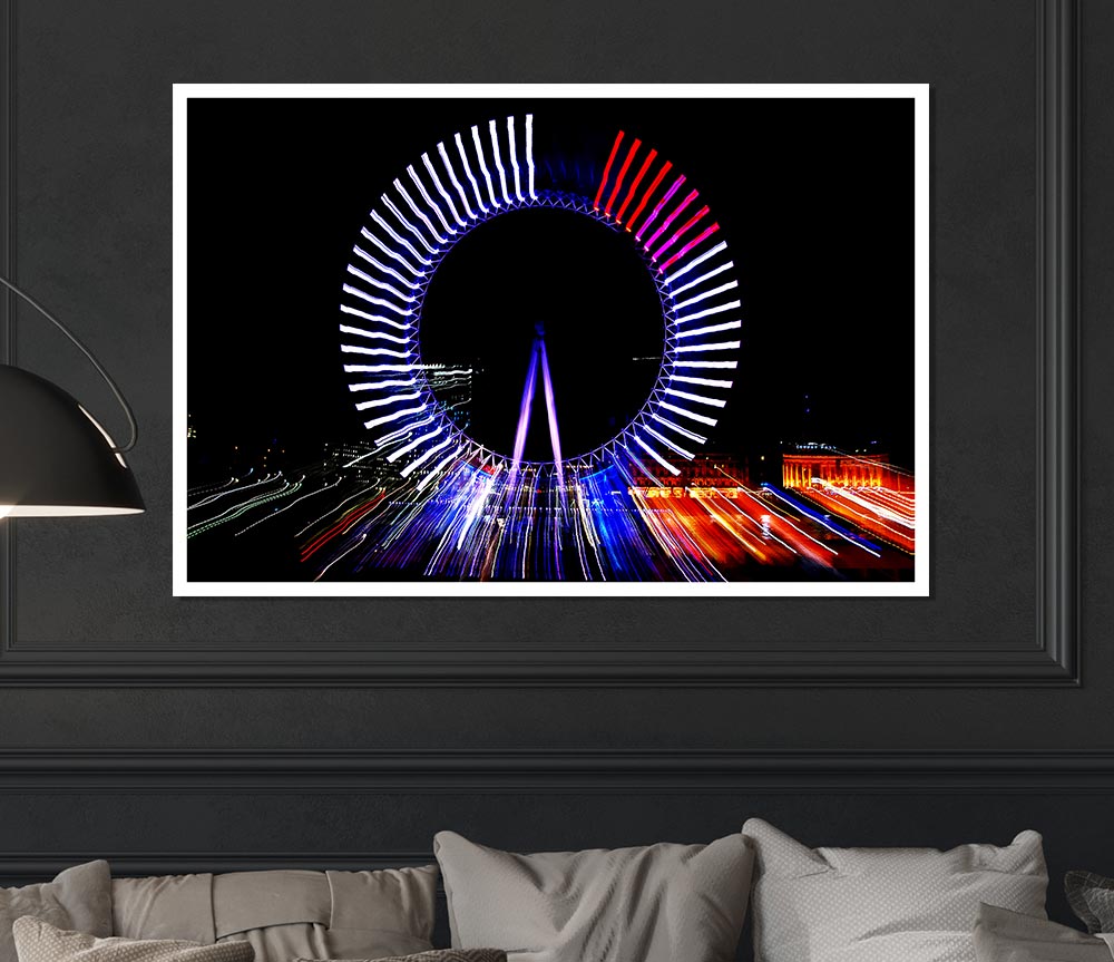 London Eye Lights Print Poster Wall Art