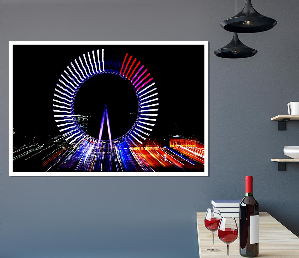 London Eye Lights Print Poster Wall Art