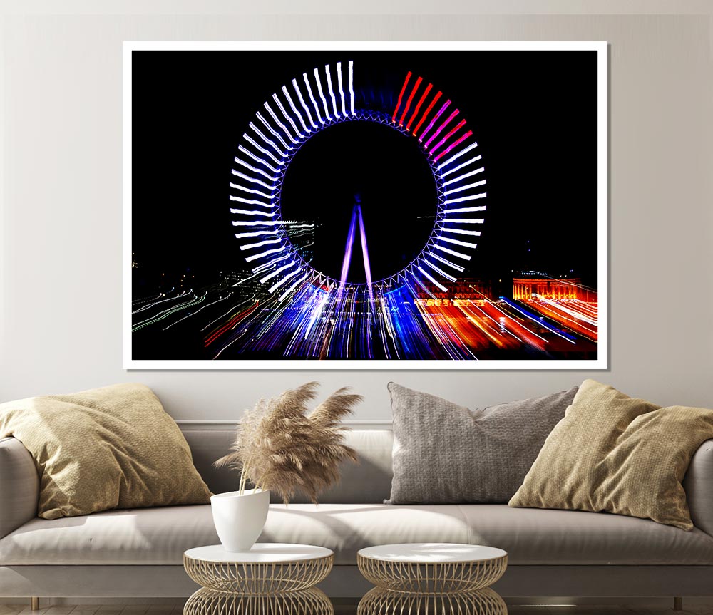 London Eye Lights Print Poster Wall Art