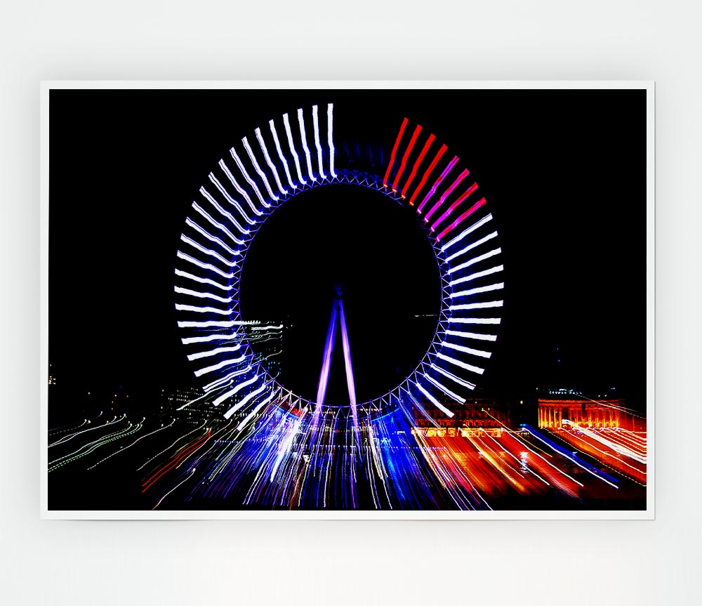 London Eye Lights Print Poster Wall Art