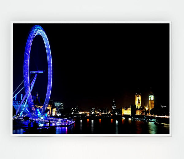 London Eye Blue Uk Print Poster Wall Art