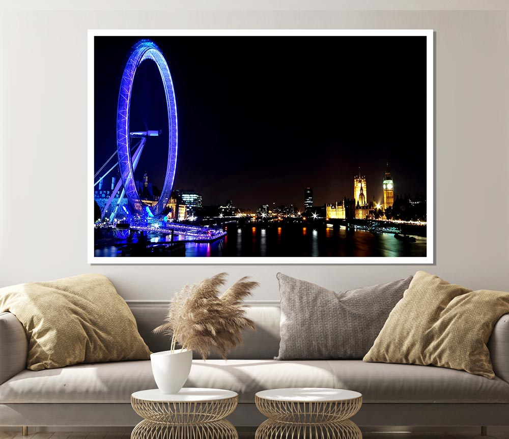 London Eye Blue Uk Print Poster Wall Art