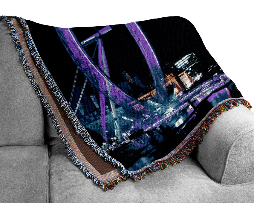 London Eye Blue Uk Woven Blanket