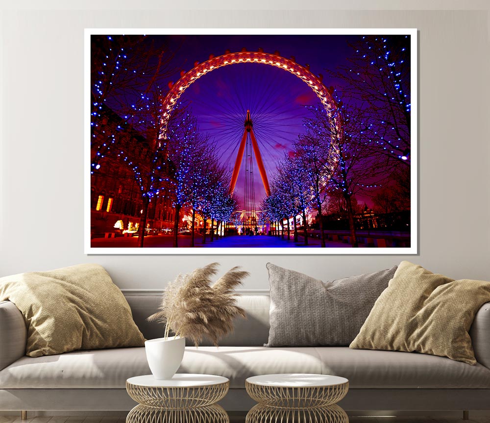 London Eye Night Lights Print Poster Wall Art