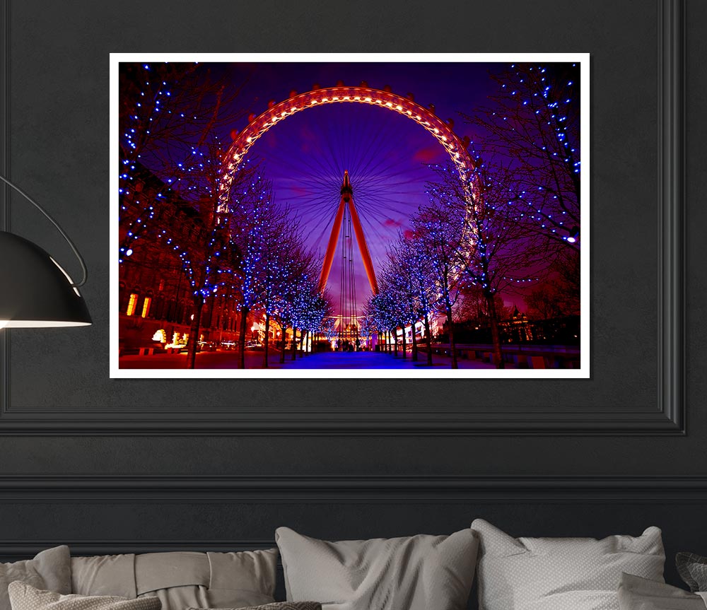 London Eye Night Lights Print Poster Wall Art