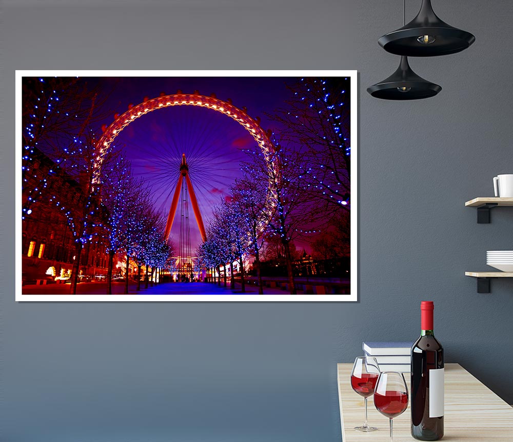 London Eye Night Lights Print Poster Wall Art