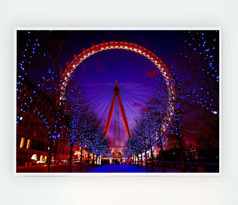 London Eye Night Lights Print Poster Wall Art