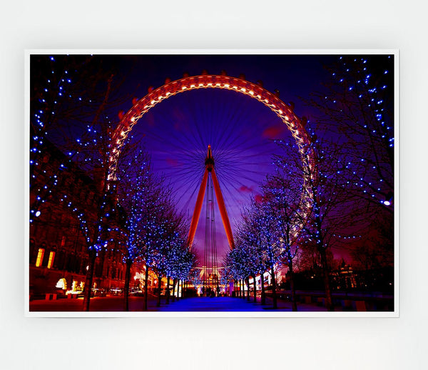 London Eye Night Lights Print Poster Wall Art