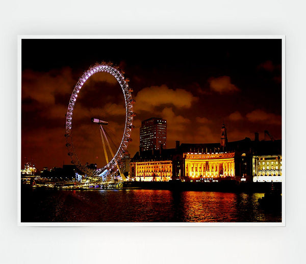 London Eye Night Skys Print Poster Wall Art