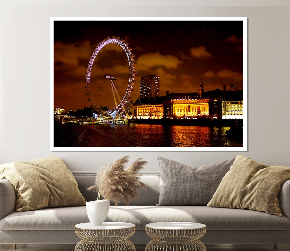 London Eye Night Skys Print Poster Wall Art