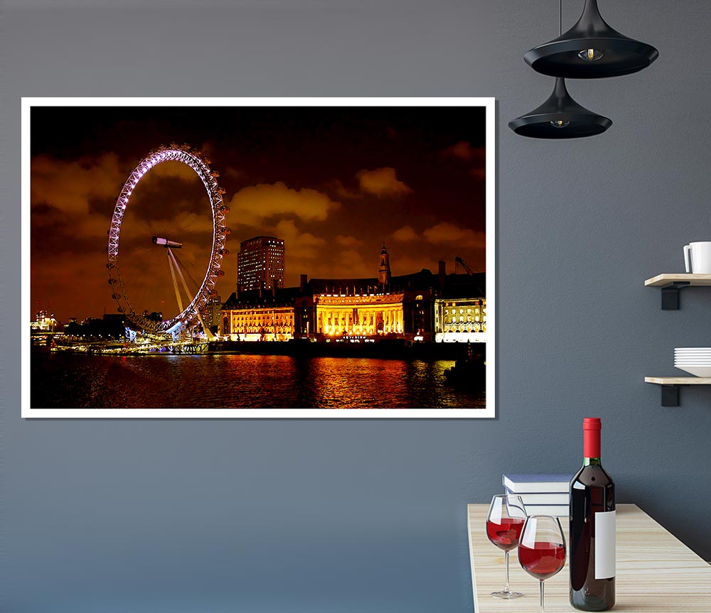 London Eye Night Skys Print Poster Wall Art