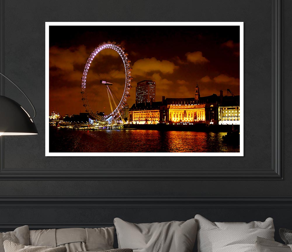 London Eye Night Skys Print Poster Wall Art