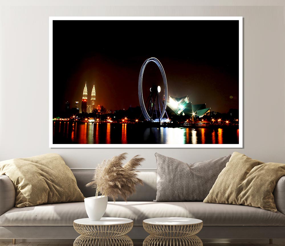 London Eye Over The Thames Print Poster Wall Art