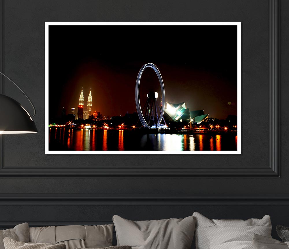 London Eye Over The Thames Print Poster Wall Art