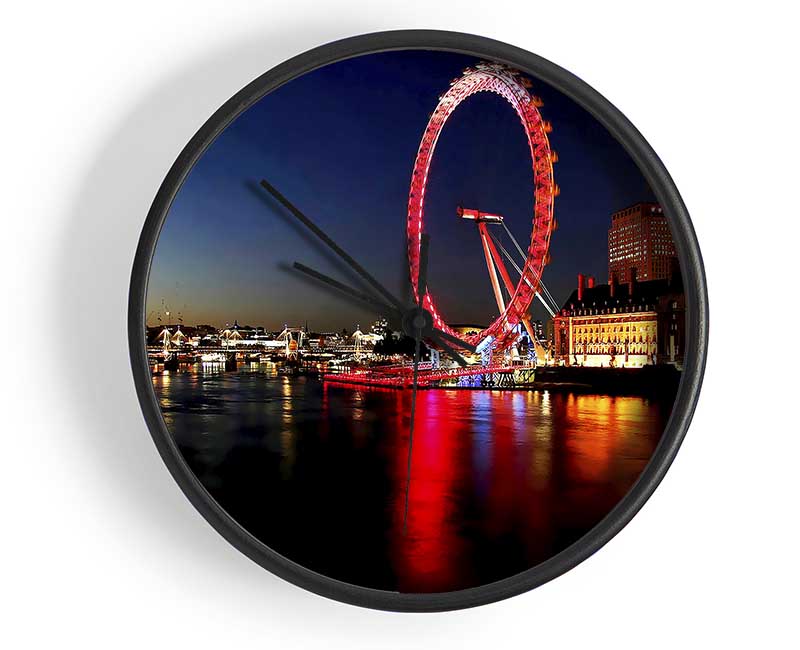 London Eye Red Reflections Clock - Wallart-Direct UK