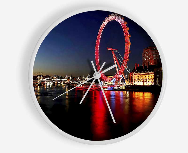 London Eye Red Reflections Clock - Wallart-Direct UK