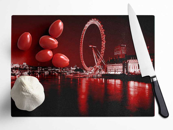 London Eye Red Glass Chopping Board