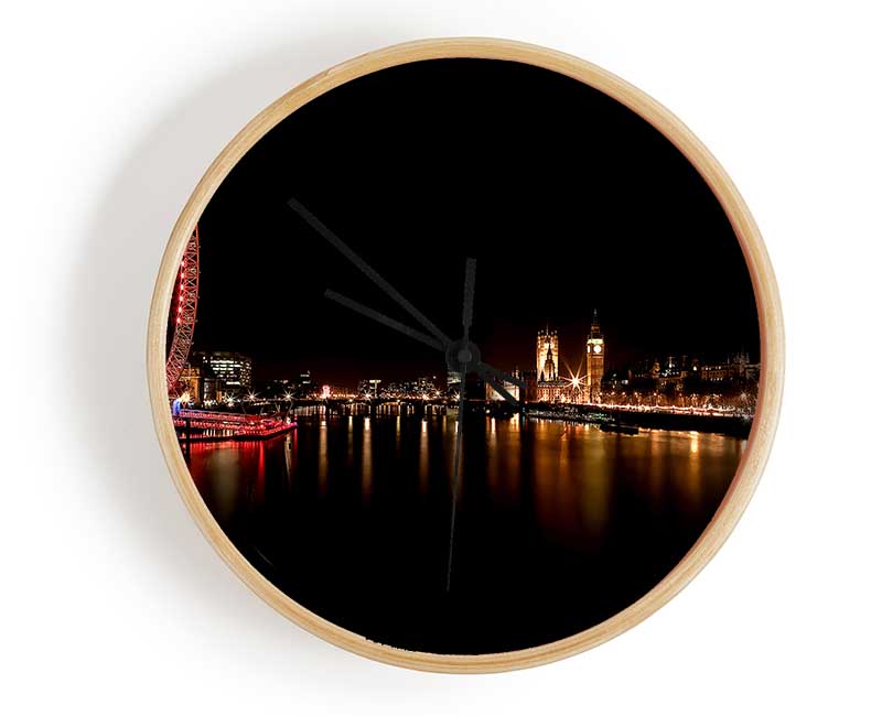 London Eye Red Water Reflections Clock - Wallart-Direct UK