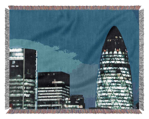 London Gherkin Night Lights Woven Blanket