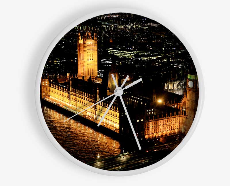 London Houses Of Parliament Ariel View Clock - Wallart-Direct UK