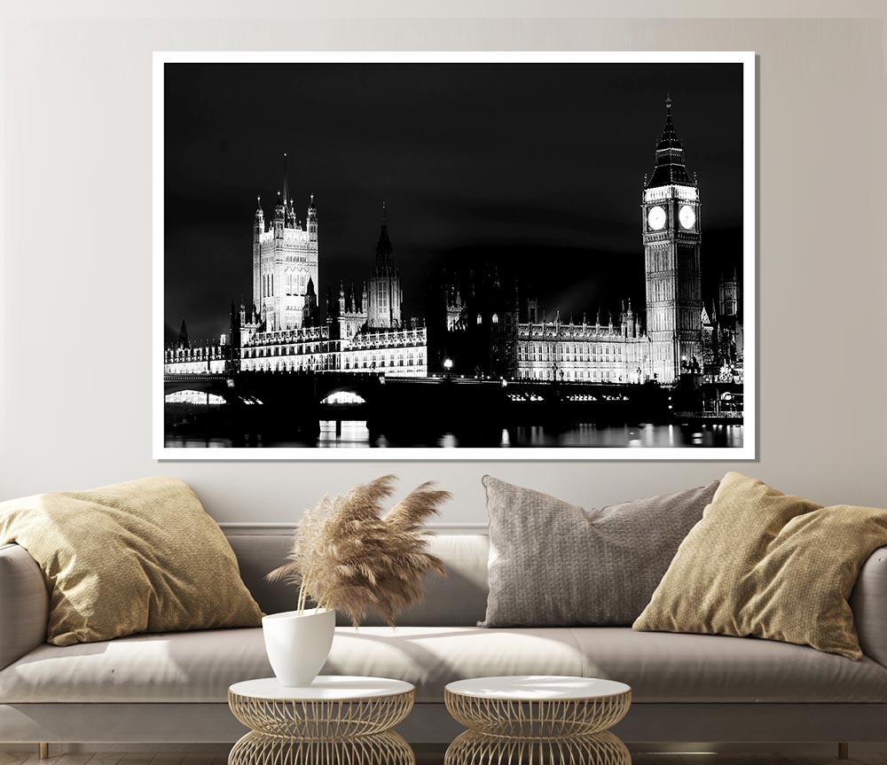 London Houses Of Parliament Dark Nights Print Poster Wall Art