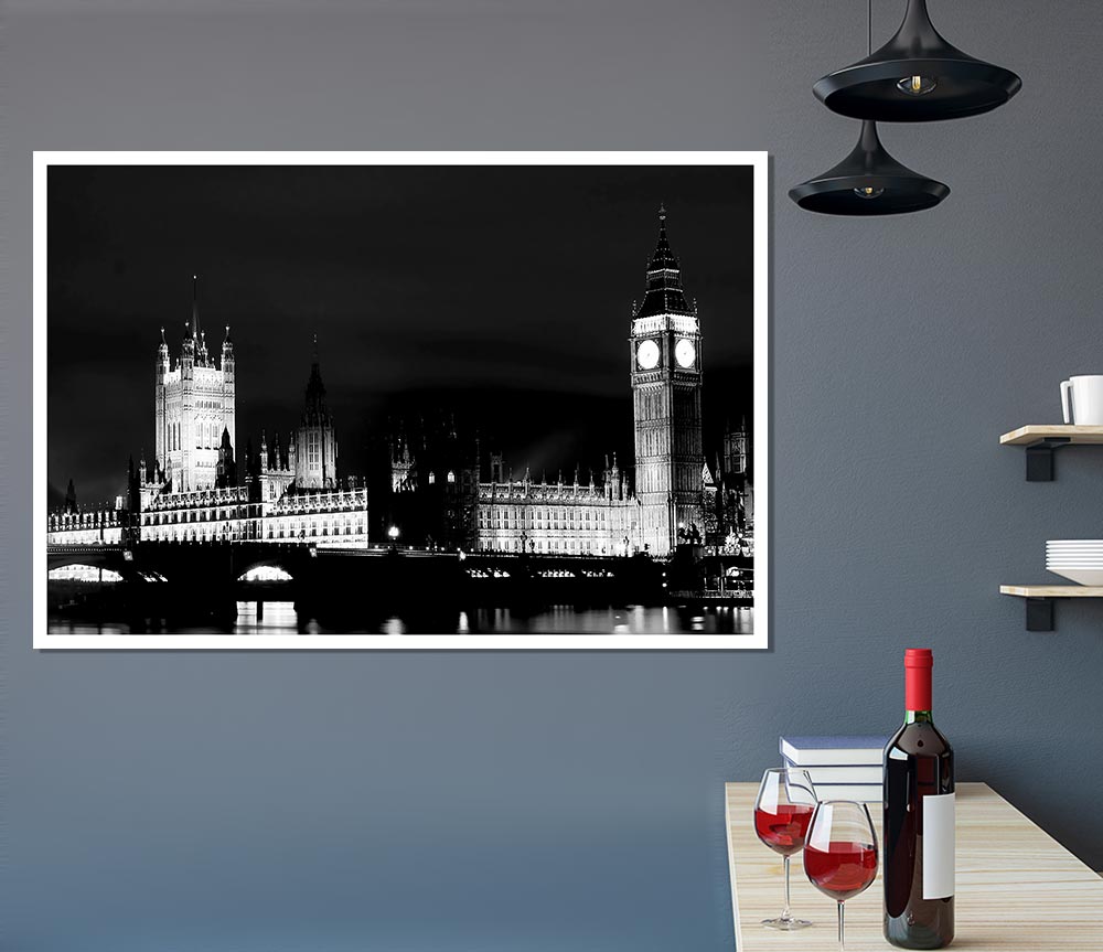 London Houses Of Parliament Dark Nights Print Poster Wall Art