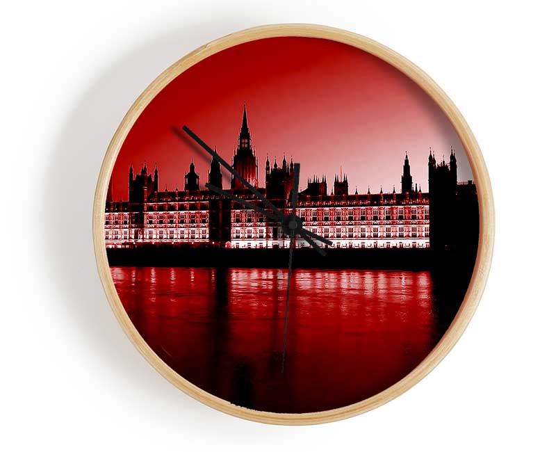 London Houses Of Parliament Red Clock - Wallart-Direct UK