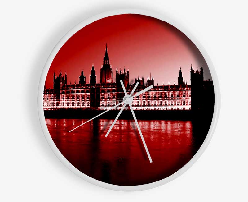 London Houses Of Parliament Red Clock - Wallart-Direct UK