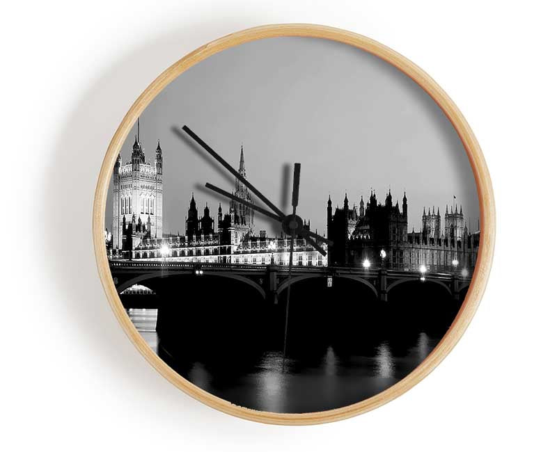 London Houses Of Parliament With Big Ben B n W Clock - Wallart-Direct UK