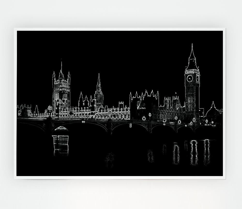 London Houses Of Parliment Print Poster Wall Art