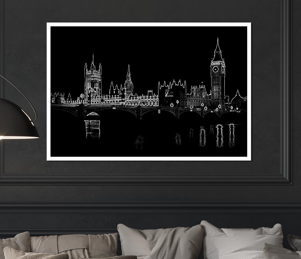 London Houses Of Parliment Print Poster Wall Art