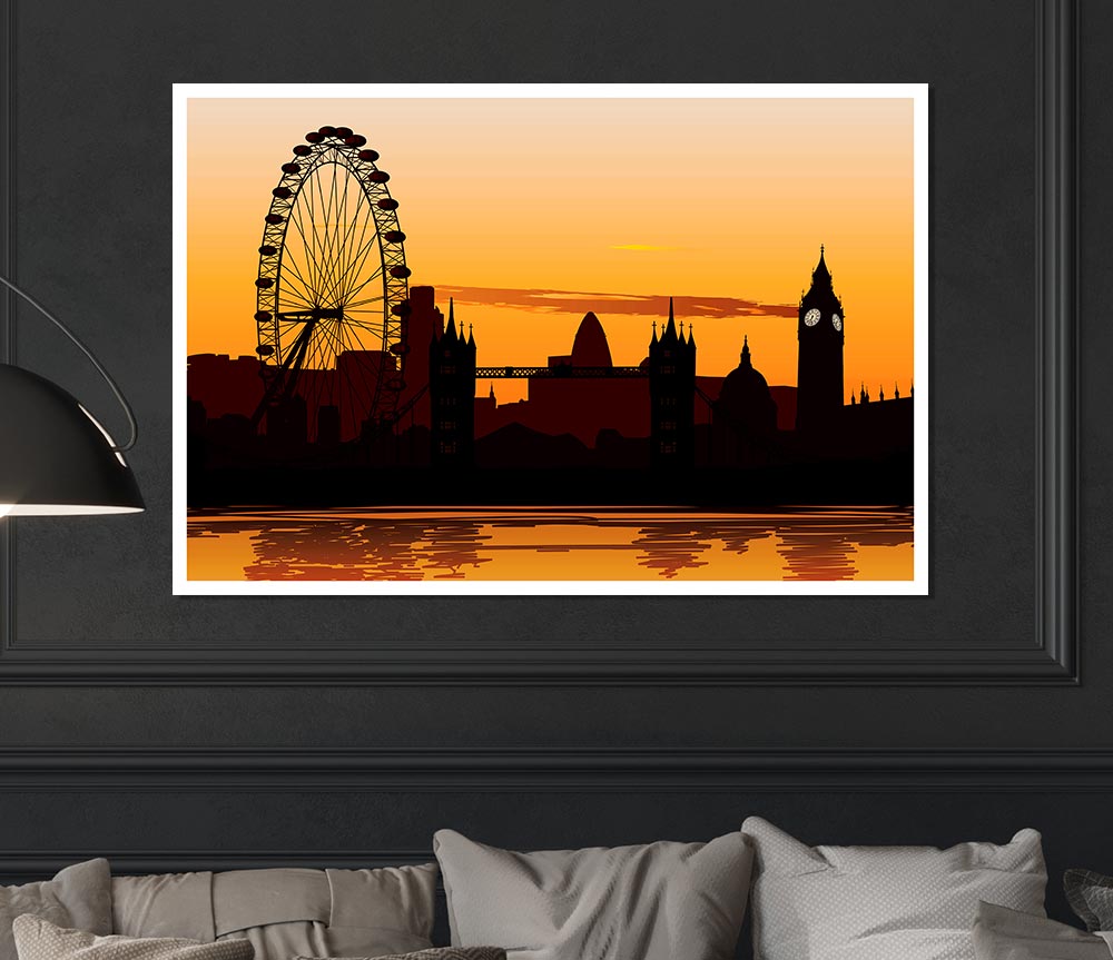 London Morning Reflection Glow Print Poster Wall Art