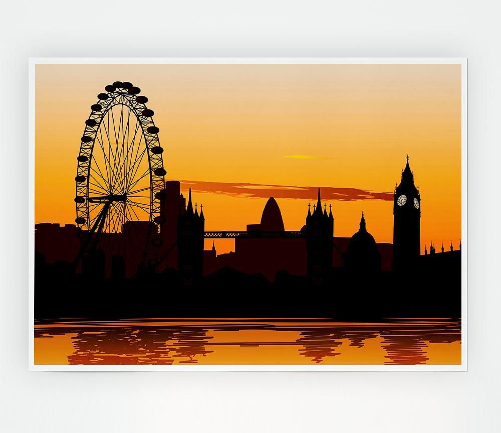 London Morning Reflection Glow Print Poster Wall Art