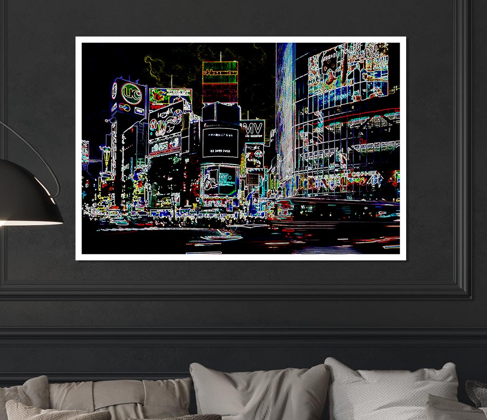 London Night Life Print Poster Wall Art