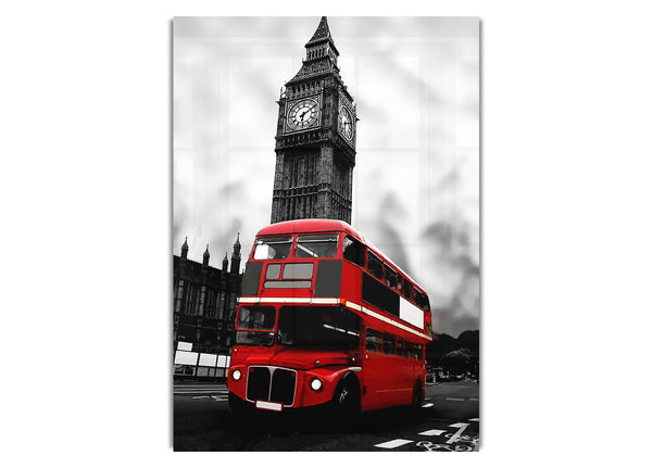 London Red Bus Big Ben B~w