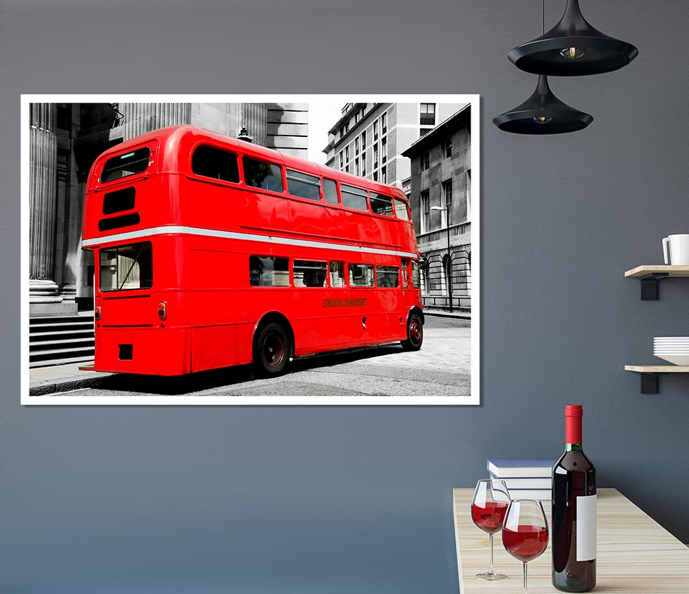 London Red Double Decker Bus Print Poster Wall Art