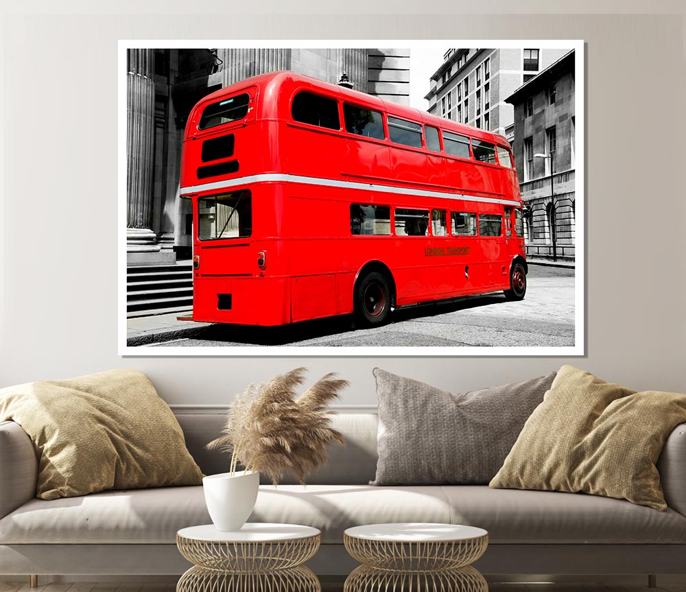 London Red Double Decker Bus Print Poster Wall Art