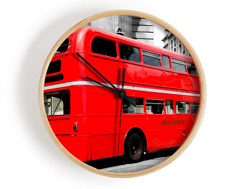 London Red Double Decker Bus Clock - Wallart-Direct UK