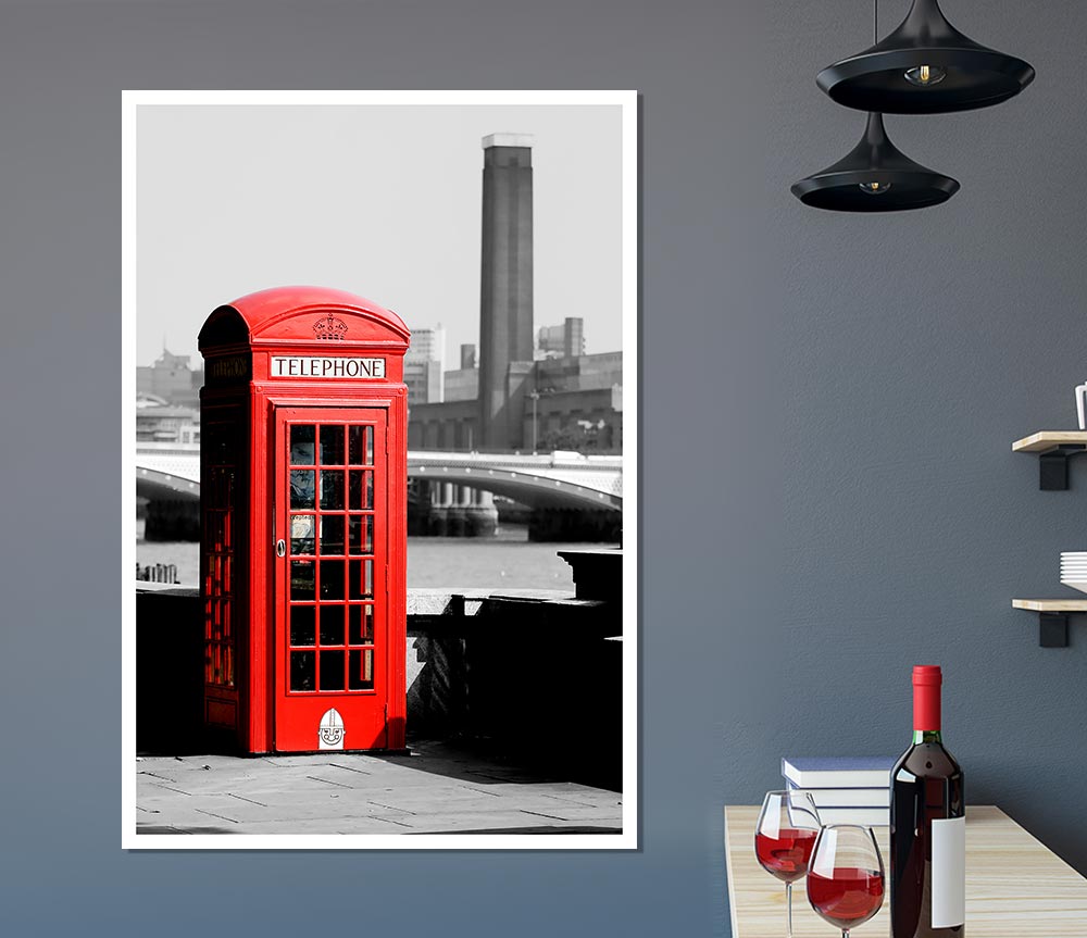 London Red Telephone Box B N W Print Poster Wall Art